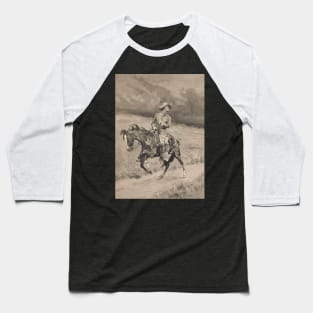 Cowboy On A Horse - Vintage Western American Art Baseball T-Shirt